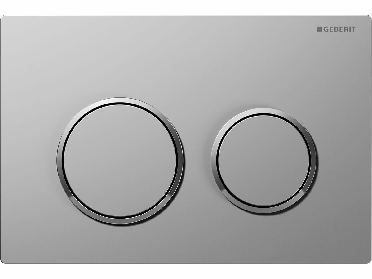 Geberit Omega 20 Dual Flush Satin Chrome Buttons with Chrome Bezel and Satin Chrome Back Plate Easy Clean Coating