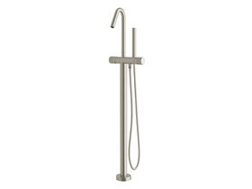 Milli Pure Floor Mounted Bath Mixer Tap with Handshower and Diamond Textured Handle Brushed Nickel (3 Star)