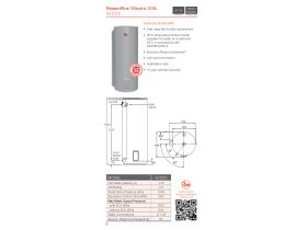 Specification Sheet - RheemPlus 315L 3.6kW Single Element Electric Hot Water System