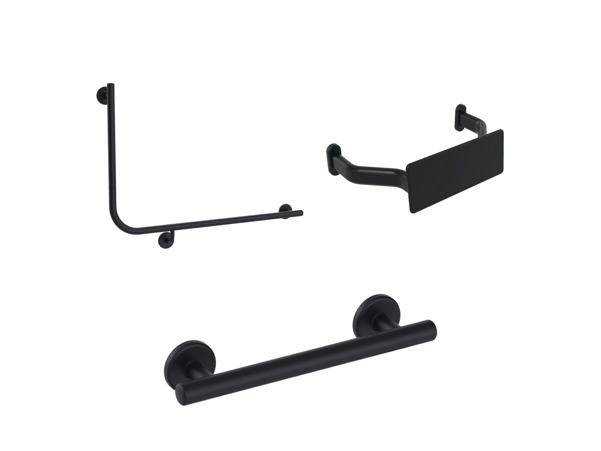 Mizu Drift 90 Degree Accessible WC Kit Right Hand Matte Black