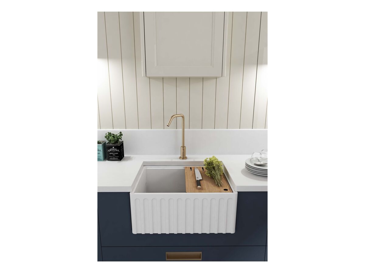 Memo Harper Single Bowl Butler Sink 610mm Fireclay White from Reece