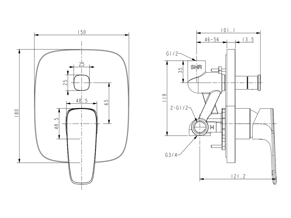American Standard Signature Shower Mixer with Diverter Chrome from Reece