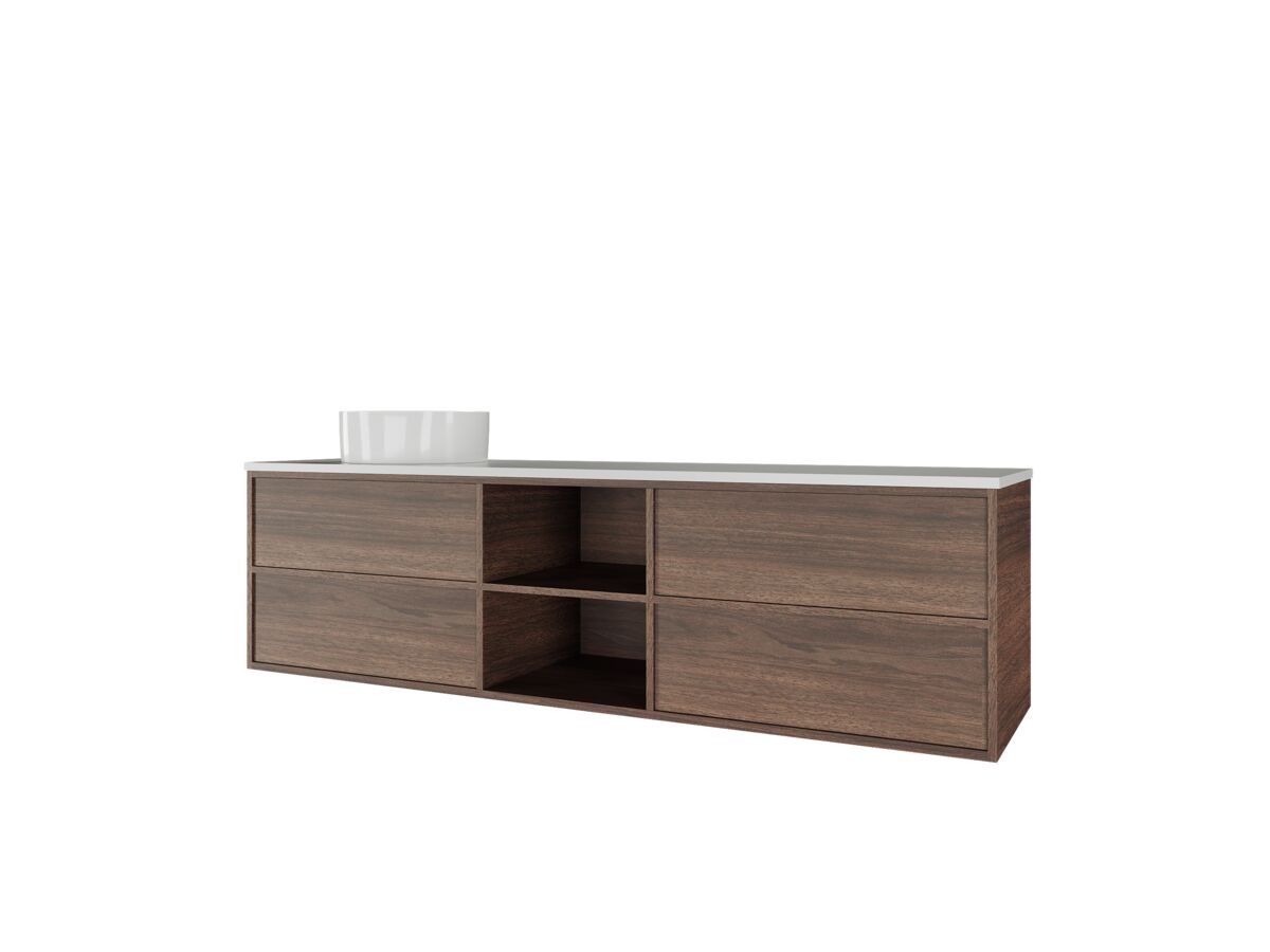 Kado Aspect 1800mm Wall Hung Vanity Unit with Shelf Single Bowl Thin Caesarstone Top