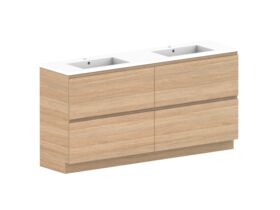 Posh Domaine All-Drawer Twin 1800mm Floor Mounted Vanity Unit Double Bowl Cast Marble Top