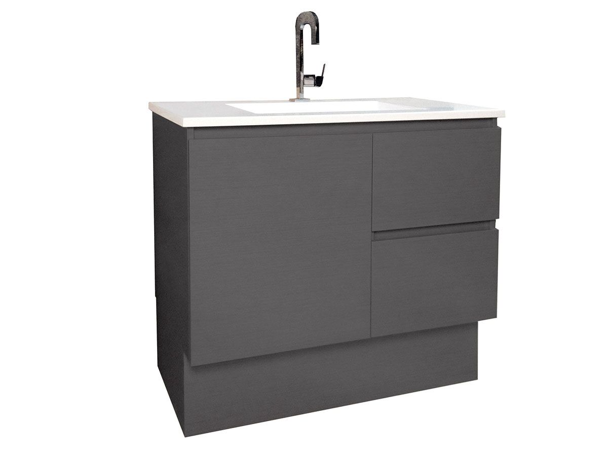 Posh Solus 900mm Vanity Unit with Kick Acrylic Top 1 Door 2 Drawers
