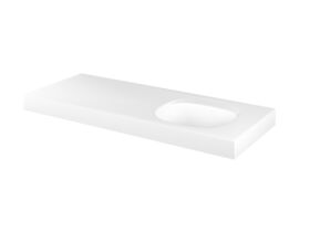 Kado Lussi 1200mm Right Hand Bowl Rear Shelf Wall Basin with Overflow Matte White Solid Surface