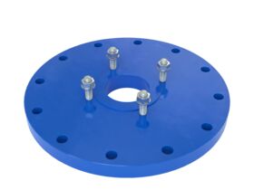 Dimax Mild Steel Offtake Flange PN16 B7 (B5) Fusion Coated DN 300mm x DN 100mm Central Offtake Complete with 4 x High Tensile Grade 8.8 M16 Studs, Nuts And Washers