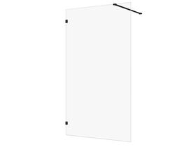 Hero - Kado Lux Frameless Rectangular Panel with Wall Clips Clear Glass 1200mm Matte Black
