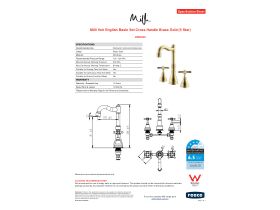 Specification Sheet - Milli Voir English Basin Set Cross Handle Brass Gold (5 Star)