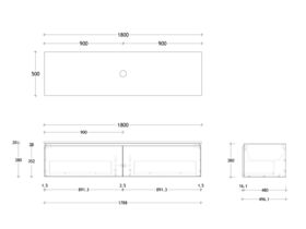 Posh Domaine 1800mm Wall Hung Vanity Unit All-Drawer Single Bowl Friday Top (no basin)