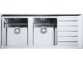 Franke Neptune Plus NPX621 Double Bowl Sink Only with Drainer Left Hand Bowls-Right Hand Drain 1160mm Stainless Steel