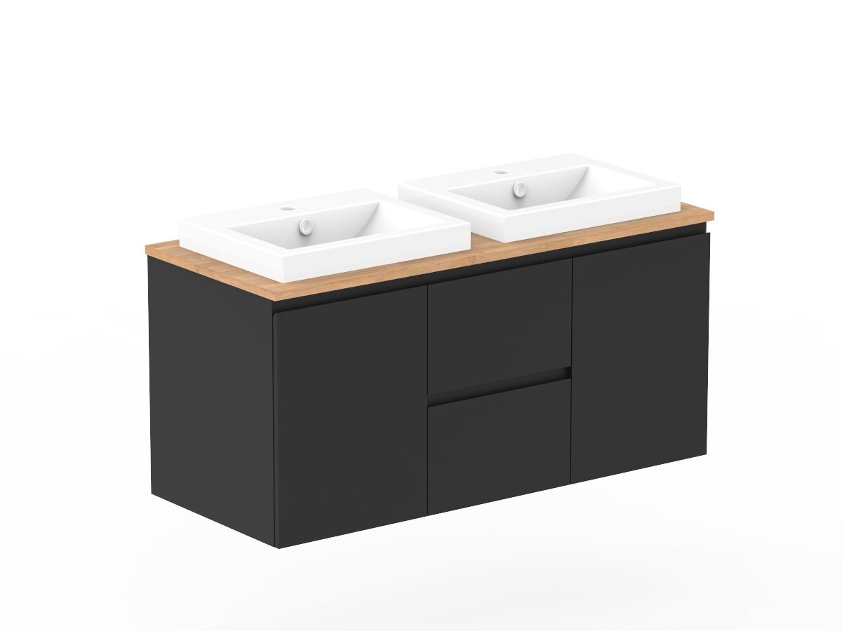 Posh Domaine Plus 1200mm Wall Hung Vanity Unit Conventional Double Bowl