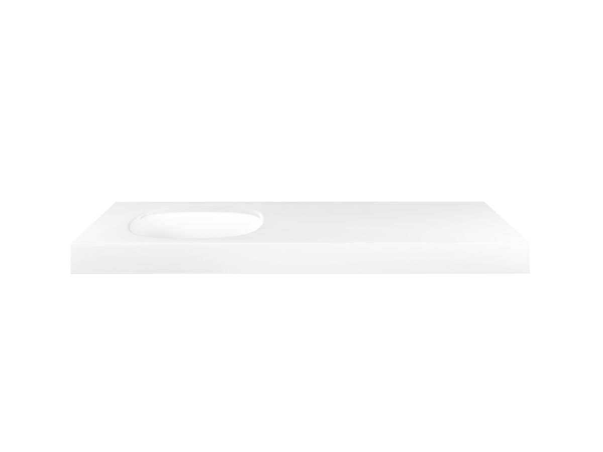 Kado Lussi 1200mm Left Hand Bowl Rear Shelf Wall Basin with Overflow Matte White Solid Surface