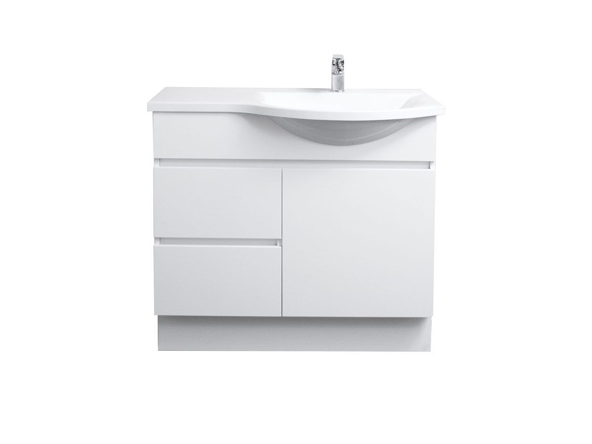 Posh Solus 900mm Vanity Unit Semi Recessed 1 Door 2 Drawers Right Hand