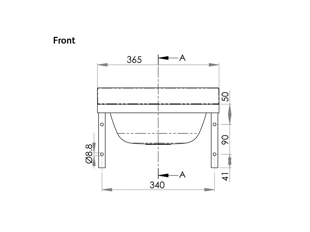 Stainless Steel Round Wall Basin 365 X 370mm with Bracket