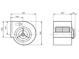 Technical Drawing - Kruger Centrifugal Fan KDD8/8 165W4P-1 1S