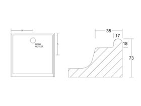 Marbletrend Poly Shower Base 820mm x 820mm Rear Outlet White