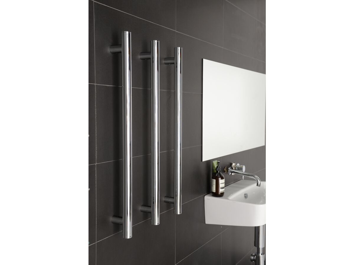 Milli Mood Edit Vertical Triple Heated Towel Rail 900 x 38mm Chrome from Reece