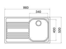 Franke Rapid RPX611-86 Single Bowl Inset Sink Pack Right Hand Bowl-Left Hand Drainer Stainless Steel