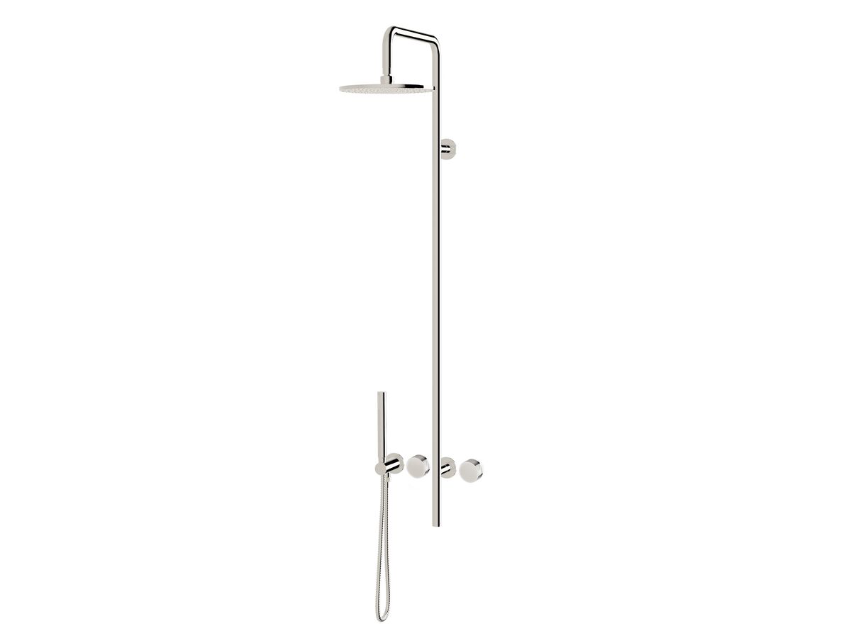 Milli Pure Progressive Shower Mixer Tap Column System with Hand Shower 250mm Right Hand and Diamond Textured Handles Chrome (3 Star)