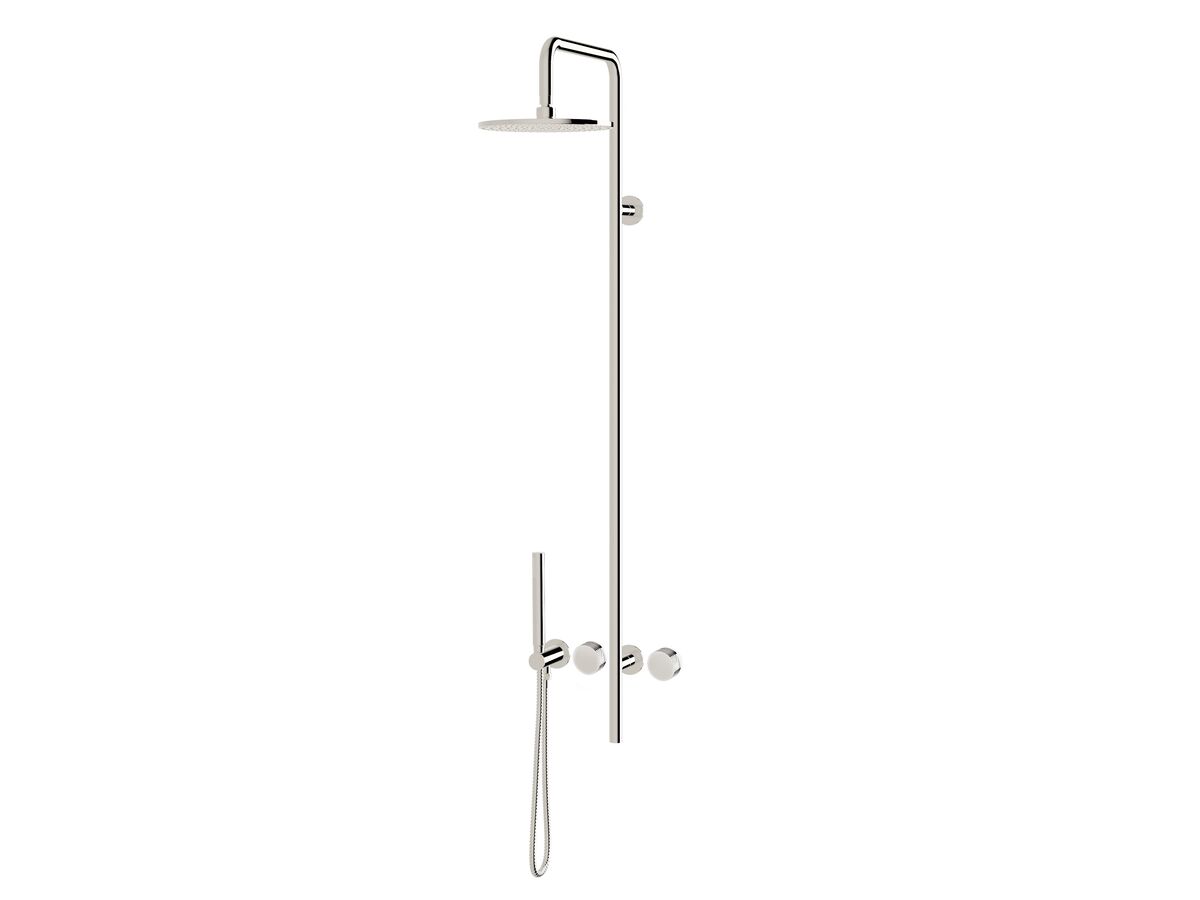 Milli Pure Progressive Shower Mixer Tap Column System with Handshower 250mm Right Hand and Diamond Textured Handles Chrome (3 Star)