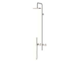 Milli Pure Progressive Shower Mixer Tap Column System with Hand Shower 250mm Right Hand and Diamond Textured Handles Chrome (3 Star)
