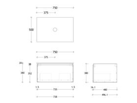 Posh Domaine 750mm Wall Hung Vanity Unit All-Drawer Friday Top (no basin)