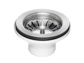 Posh Basket Waste Plug 90 x 50mm Brushed Stainless Steel