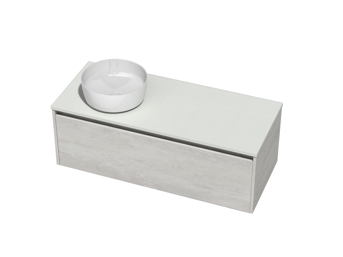 Kayla Wall Hung Vanity Unit 1200 I Drawer Cherry Pie Left Hand Round Basin Woodgrain
