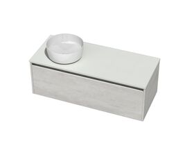 Kayla Wall Hung Vanity Unit 1200 I Drawer Cherry Pie Left Hand Round Basin Woodgrain