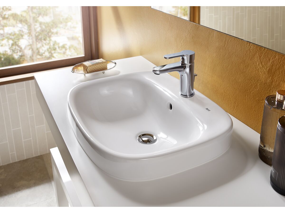 Roca Debba Semi Inset Basin 500mm x 410mm 1 Taphole White from Reece