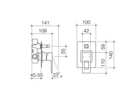 Quatro Bath/Shower Mixer with Diverter Loop Chrome