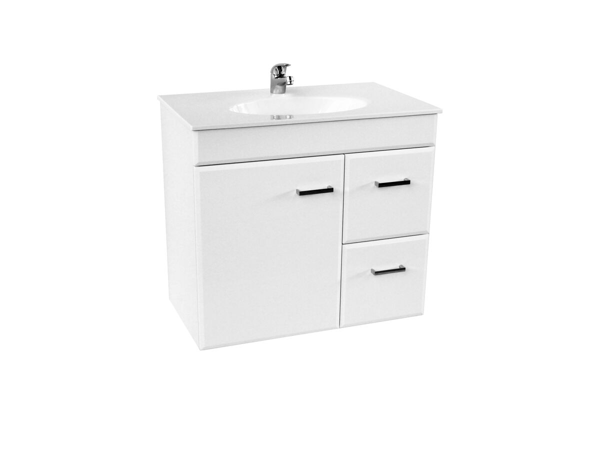 Posh Bristol 760mm Wall Hung Vanity Unit 1 Door 2 Drawers Single Bowl