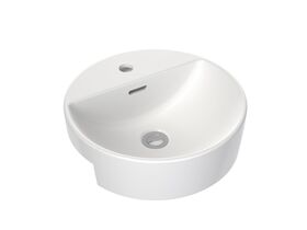Clark Round Semi Recessed Basin with Overflow 1 Taphole Including Chrome Pop Up Waste 400mm White