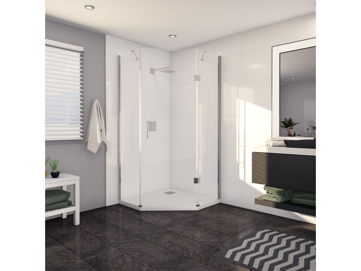 Kado Lux Shower System Angled 1000mm x 1000mm Rear Outlet Chrome