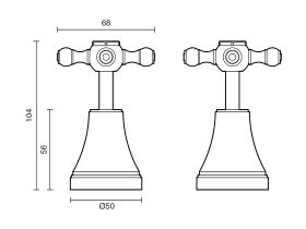 Kado Era Basin Top Assemblies Cross Handles