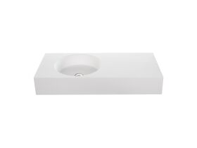 Omvivo Neo Solid Surface Wall Basin Left Hand Bowl No Taphole 1000mm White