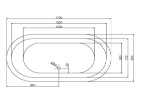 Kado Lure Freestanding Oval Bath White 1760mm