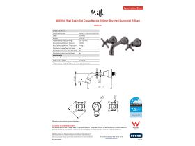 Specification Sheet - Milli Voir Wall Basin Set Cross Handle 150mm Brushed Gunmetal (5 Star)