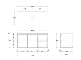 Posh Domaine 1200mm Wall Hung Vanity Unit Conventional Single Bowl Friday Top (no basin)