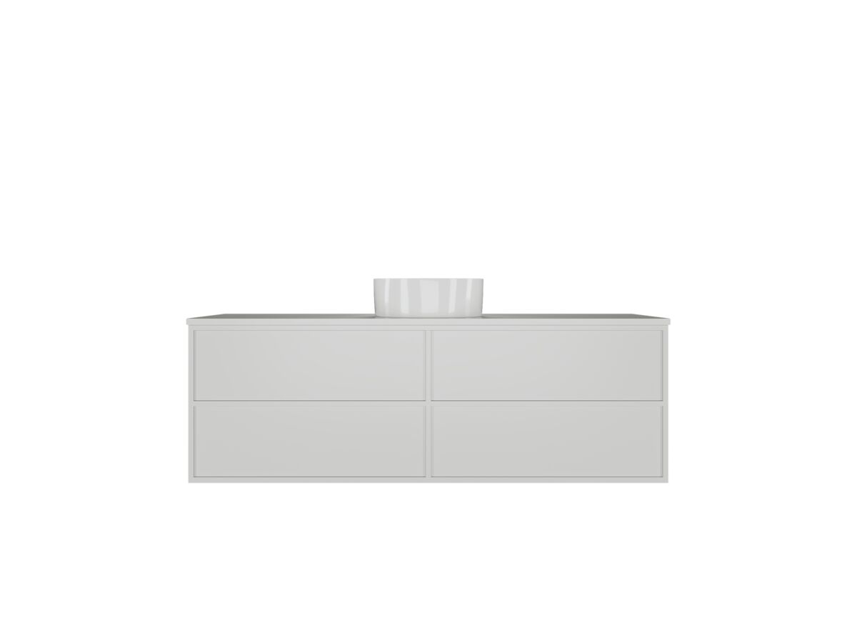 Kado Aspect Wall Hung Vanity Unit 1500mm Single Bowl 4 Drawer Corian 20mm Top