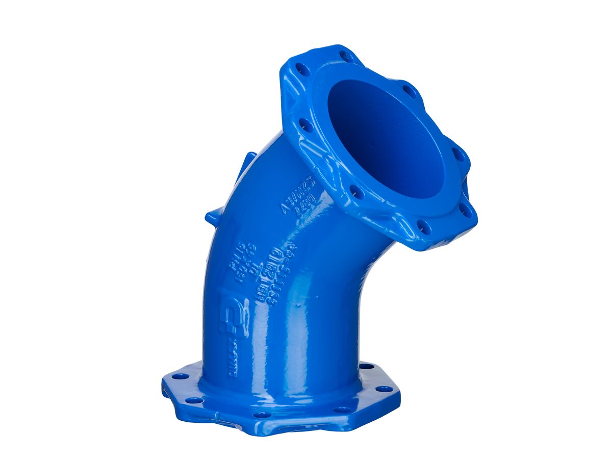 Dimax Ductile Iron Bend Flange X Flange PN16 B5 150mm X 45 Degrees 