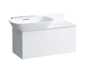 LAUFEN Ino Wall Basin with Shelf Left Hand Bowl with Overflow No Taphole 900mm White