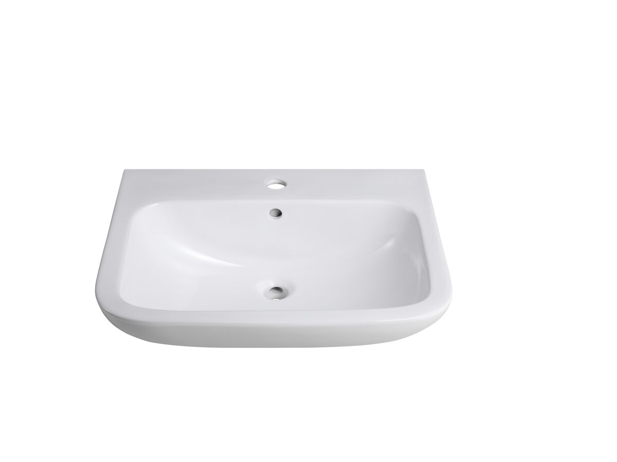 Wolfen Wall Basin Only 600 x 480mm with Overflow 1 Taphole White