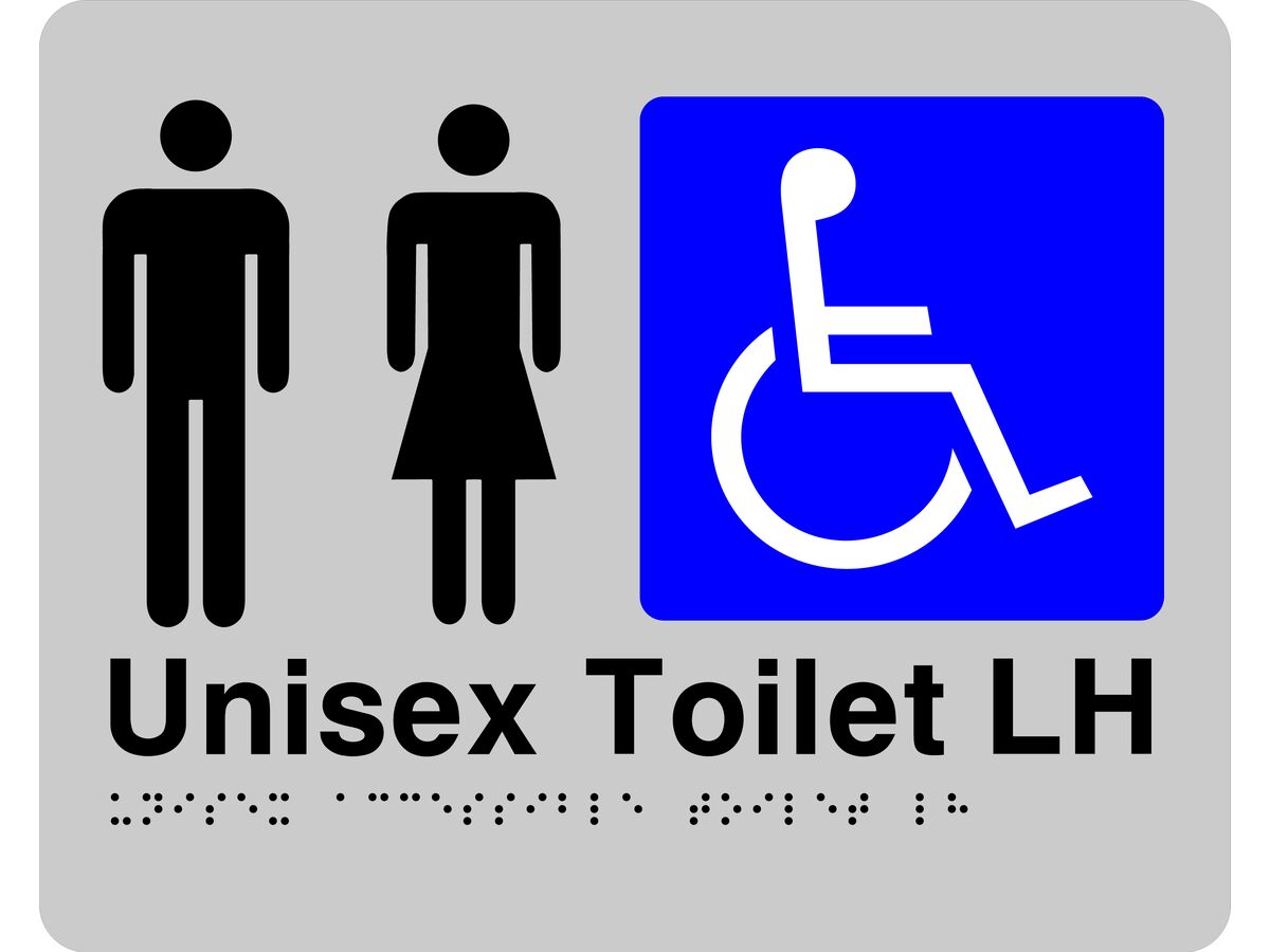 Unisex Accessible Tactile Sign Left Hand Stainless Steel