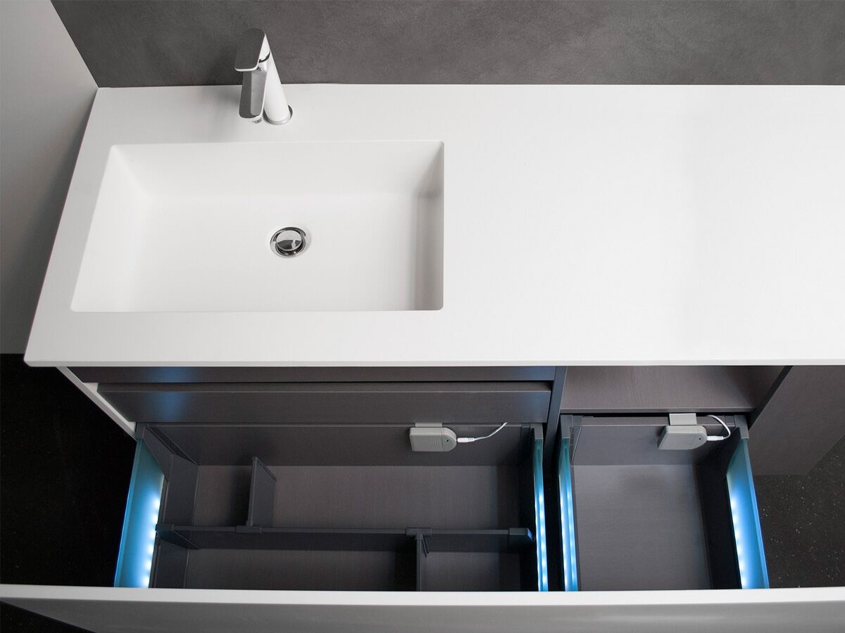 Kado Aspect 1200mm Wall Hung Vanity Unit with Handle 1 Drawer Left Hand