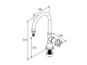 Enware Lab Type 16 Outlet with Fixed Stop Valve (3 Star)