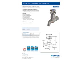 Specification Sheet - Enware Plain Bib Female Cam Action Type 47 Spring Load 15mm Chrome (4 Star)