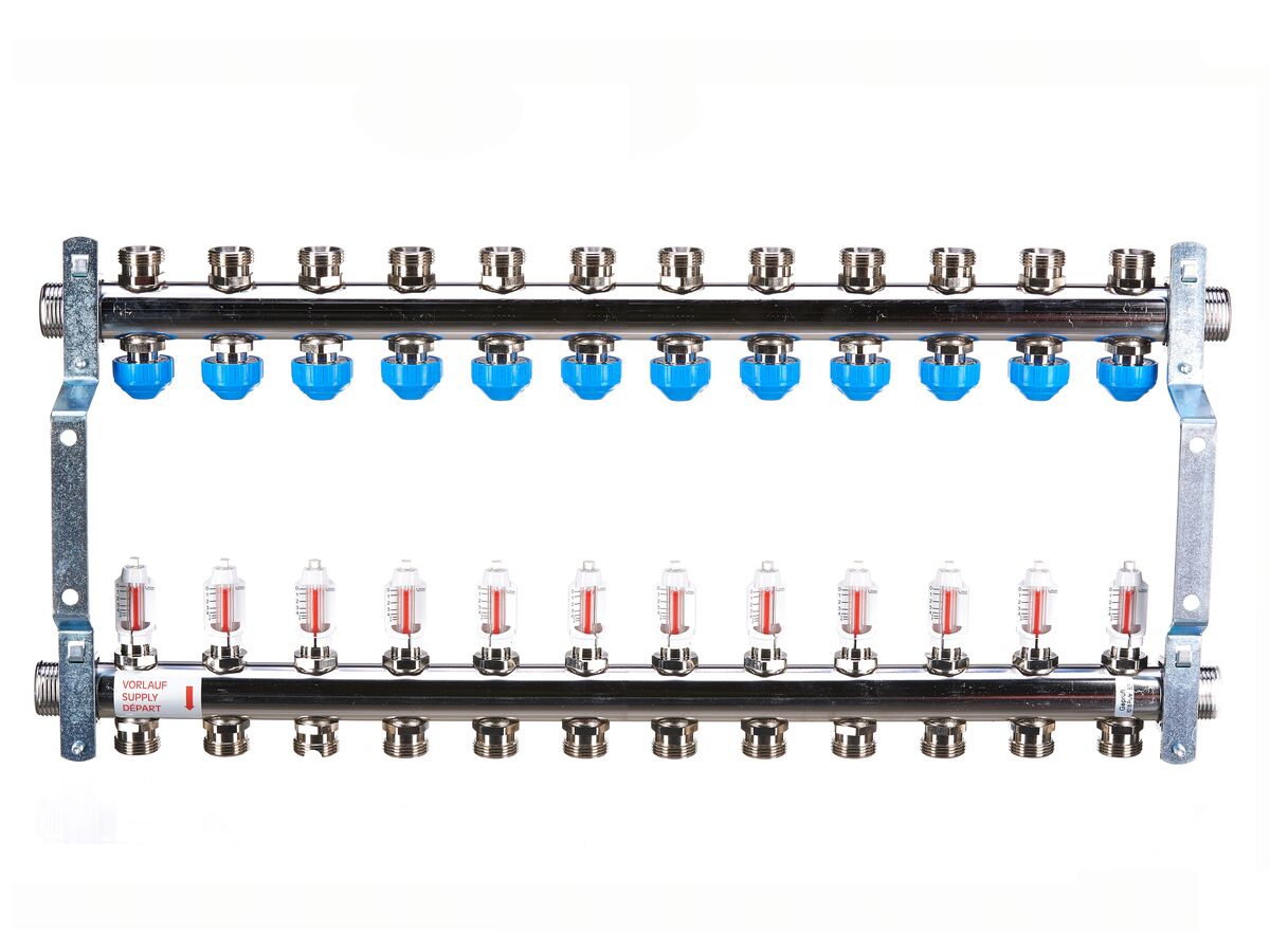 Rehau Manifold Flowmeter HKVD Stainless Steel 12 Circuits from Reece