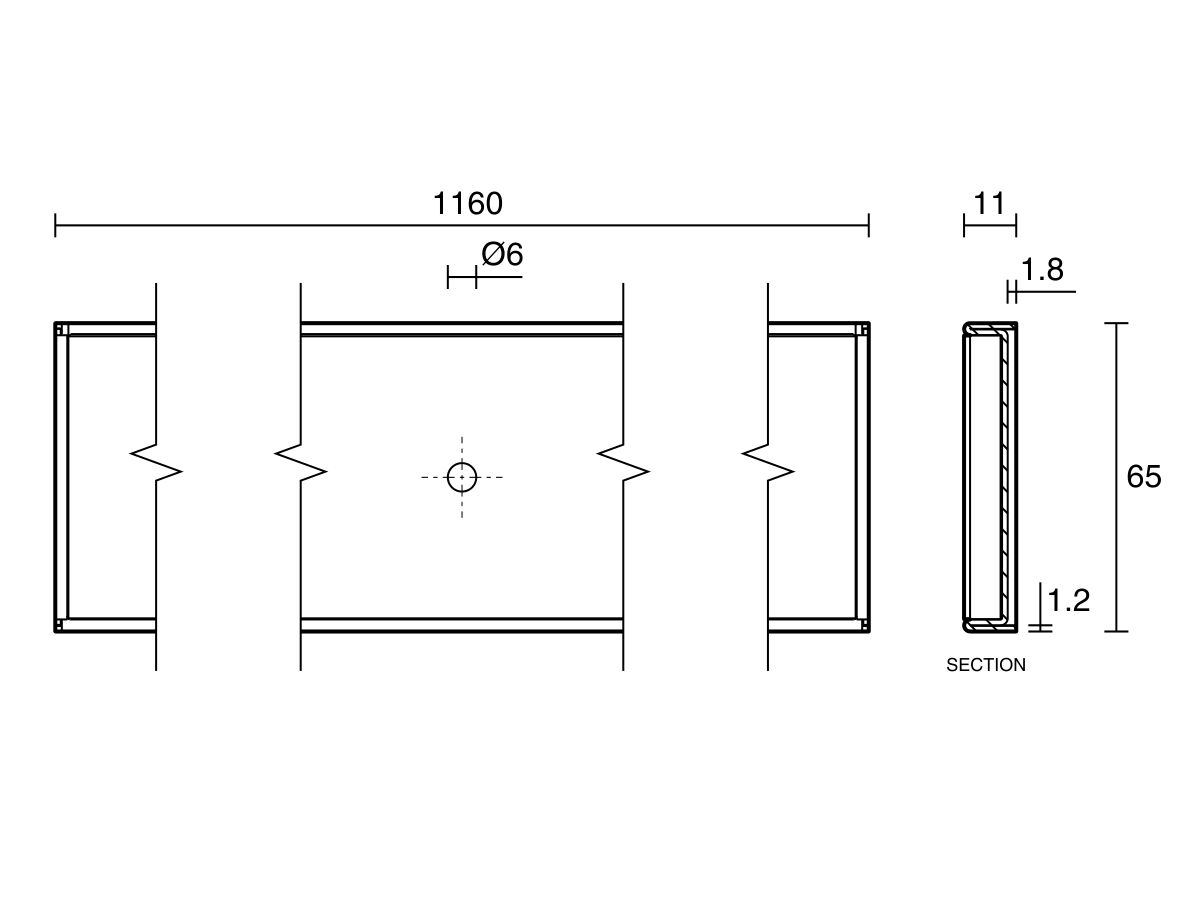 Posh Solus Tile Over Shower Tray with 1160mm Long Rear Matte Black Tile
